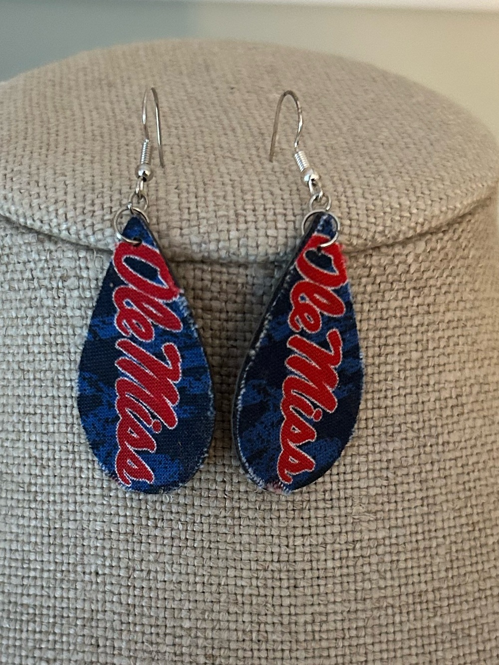 Handmade reversible Ole Miss football earrings